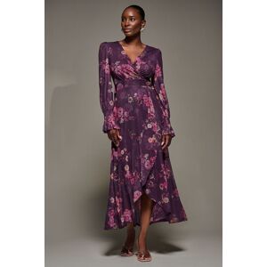 Jolie Moi Women's Long Sleeve Frill Hem Mesh Maxi Dress in Purple Size: 16 Purple 16 Jolie Moi Women's Long Sleeve Frill Hem Mesh Maxi Dress in Purple Size: 16 Purple 16