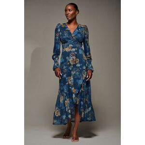 Jolie Moi Women's Long Sleeve Frill Hem Mesh Maxi Dress in Navy Size: 14 Navy 14 Jolie Moi Women's Long Sleeve Frill Hem Mesh Maxi Dress in Navy Size: 14 Navy 14