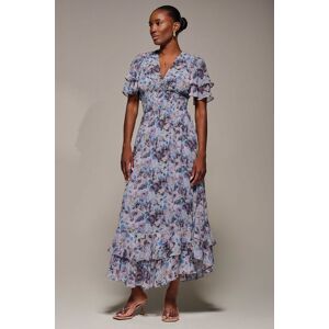 Jolie Moi Women's Chiffon Layered Sleeve Ruffle Hem Midaxi in Blue Size: 14 Blue 14 Jolie Moi Women's Chiffon Layered Sleeve Ruffle Hem Midaxi in Blue Size: 14 Blue 14