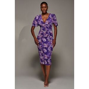 Jolie Moi Women's Angel Sleeve Mesh Bodycon Dress in Purple Size: 18 Purple 18 Jolie Moi Women's Angel Sleeve Mesh Bodycon Dress in Purple Size: 18 Purple 18