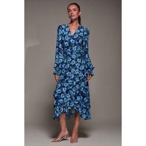 Jolie Moi Women's Long Sleeve Frill Detail Mesh Maxi dress in Blue Size: 18 Blue 18 Jolie Moi Women's Long Sleeve Frill Detail Mesh Maxi dress in Blue Size: 18 Blue 18