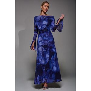 Jolie Moi Women's Long Sleeve Slash Neck Maxi Dress in Blue Size: 10 Blue 10 Jolie Moi Women's Long Sleeve Slash Neck Maxi Dress in Blue Size: 10 Blue 10