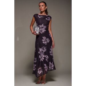 Jolie Moi Women's Slash Neck Ruched Mesh Maxi Dress in Purple Size: 12 Purple 12 Jolie Moi Women's Slash Neck Ruched Mesh Maxi Dress in Purple Size: 12 Purple 12