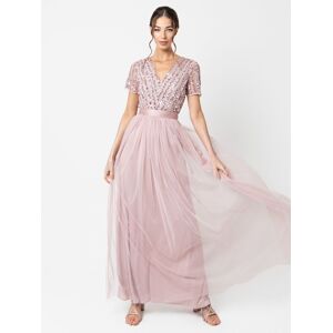 Maya Deluxe Women's Belted Stripe Embellished Maxi Dress in Light Pink Size: 6 Light Pink 6 Maya Deluxe Women's Belted Stripe Embellished Maxi Dress in Light Pink Size: 6 Light Pink 6
