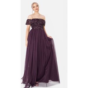 Maya Deluxe Women's Bardot Embellished Maxi Dress in Grape Size: 10 Grape 10 Maya Deluxe Women's Bardot Embellished Maxi Dress in Grape Size: 10 Grape 10