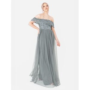 Maya Deluxe Women's Bardot Embellished Maxi Dress in Teal Size: 10 Teal 10 Maya Deluxe Women's Bardot Embellished Maxi Dress in Teal Size: 10 Teal 10
