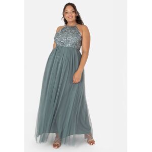 Maya Deluxe Women's Embellished Halter Neck Maxi Dress in Teal Size: 14 Teal 14 Maya Deluxe Women's Embellished Halter Neck Maxi Dress in Teal Size: 14 Teal 14