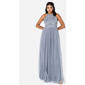 Maya Deluxe Women's Embellished Halter Neck Maxi Dress in Blue Size: 18 Blue 18 Maya Deluxe Women's Embellished Halter Neck Maxi Dress in Blue Size: 18 Blue 18