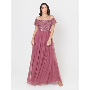 Maya Deluxe Women's Bardot Embellished Maxi Dress in Rose Size: 12 Rose 12 Maya Deluxe Women's Bardot Embellished Maxi Dress in Rose Size: 12 Rose 12