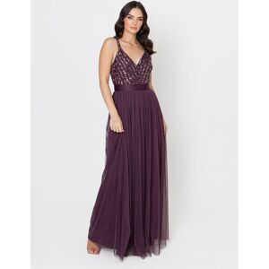 Maya Deluxe Women's Stripe Embellished Maxi Dress in Grape Size: 6 Grape 6 Maya Deluxe Women's Stripe Embellished Maxi Dress in Grape Size: 6 Grape 6
