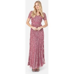 Maya Deluxe Women's Short Sleeve Stripe Embellished Maxi Dress in Rose Size: 18 Rose 18 Maya Deluxe Women's Short Sleeve Stripe Embellished Maxi Dress in Rose Size: 18 Rose 18