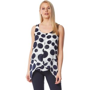 Roman Women's Spot Print Asymmetric Chiffon Top in Navy Size: 10 Navy 10 Roman Women's Spot Print Asymmetric Chiffon Top in Navy Size: 10 Navy 10