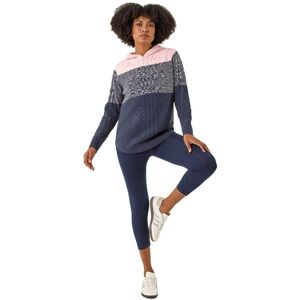 Roman Women's Elastic Waist Stretch Cropped Leggings in Navy Size: 18 Navy 18 Roman Women's Elastic Waist Stretch Cropped Leggings in Navy Size: 18 Navy 18