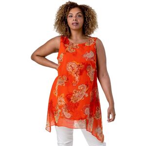 Roman Women's Curve Paisley Print Chiffon Tunic Vest Top in Orange Size: 32 Orange 32 Roman Women's Curve Paisley Print Chiffon Tunic Vest Top in Orange Size: 32 Orange 32