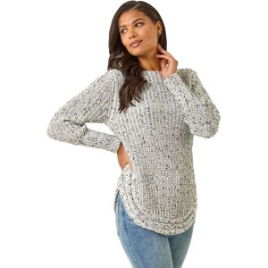 Roman Women's Curved Hem Stitch Detail Jumper in Ivory Size: 10 Ivory 10 Roman Women's Curved Hem Stitch Detail Jumper in Ivory Size: 10 Ivory 10