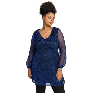 Roman Women's Curve Metallic Plisse Frill Neck Tunic Top in Royal Size: 30-32 Royal 30-32 Roman Women's Curve Metallic Plisse Frill Neck Tunic Top in Royal Size: 30-32 Royal 30-32