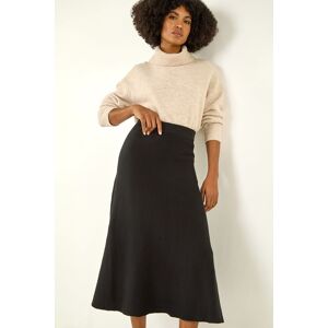 Roman Women's Plain Elastic Waist Knitted A Line Midi Skirt in Black Size: 12 Black 12 Roman Women's Plain Elastic Waist Knitted A Line Midi Skirt in Black Size: 12 Black 12