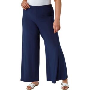 Roman Women's Curve Elastic Waist Wide Leg Trousers in Navy Size: 16 Navy 16 Roman Women's Curve Elastic Waist Wide Leg Trousers in Navy Size: 16 Navy 16