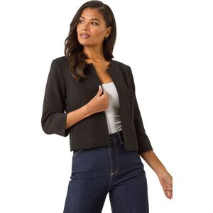 Roman Women's Cropped Bolero Tailored Jaquard Jacket Wedding Shrug Fitted Blazer in Black Size: 12 Black 12 Roman Women's Cropped Bolero Tailored Jaquard Jacket Wedding Shrug Fitted Blazer in Black Size: 12 Black 12