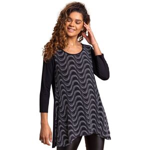 Roman Women's Glitter Print Hanky Hem Tunic Top in Silver Size: 10 Silver 10 Roman Women's Glitter Print Hanky Hem Tunic Top in Silver Size: 10 Silver 10