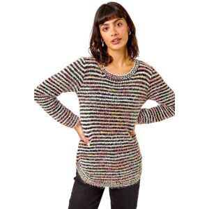 Roman Women's Fluffy Striped Curve Hem Jumper Size: 18 Multicolor 18 Roman Women's Fluffy Striped Curve Hem Jumper Size: 18 Multicolor 18