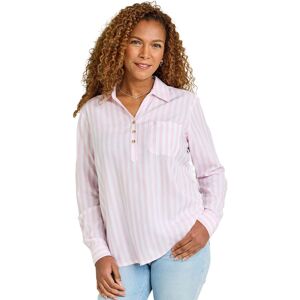 Amber Women's Long Sleeve Yarn-Dyed Long Sleeve Viscose Blouse with Half Button in Pink Size: 18 Pink 18 Amber Women's Long Sleeve Yarn-Dyed Long Sleeve Viscose Blouse with Half Button in Pink Size: 18 Pink 18