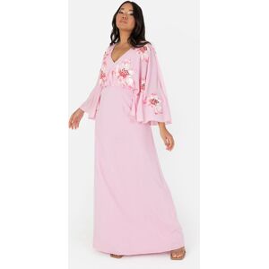 Maya Deluxe Women's Embellished Cape Sleeve Maxi Dress in Pink Size: 10 Pink 10 Maya Deluxe Women's Embellished Cape Sleeve Maxi Dress in Pink Size: 10 Pink 10