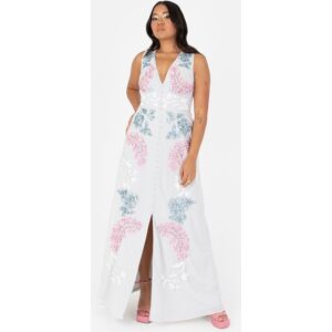 Maya Deluxe Women's Embellished Sleeveless Maxi Dress in Grey Size: 16 Grey 16 Maya Deluxe Women's Embellished Sleeveless Maxi Dress in Grey Size: 16 Grey 16