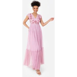 Maya Deluxe Women's Flutter Sleeve Maxi Dress in Pink Size: 18 Pink 18 Maya Deluxe Women's Flutter Sleeve Maxi Dress in Pink Size: 18 Pink 18