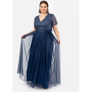 Maya Deluxe Women's Belted Stripe Embellished Maxi Dress in Navy Size: 20 Navy 20 Maya Deluxe Women's Belted Stripe Embellished Maxi Dress in Navy Size: 20 Navy 20
