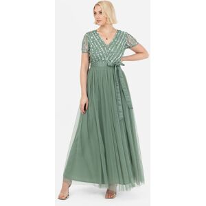 Maya Deluxe Women's Belted Stripe Embellished Maxi Dress in Dark Green Size: 12 Dark Green 12 Maya Deluxe Women's Belted Stripe Embellished Maxi Dress in Dark Green Size: 12 Dark Green 12