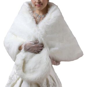 Cinda Women's Faux Fur Bolero Shrug Shawl in Ivory Ivory One Size Cinda Women's Faux Fur Bolero Shrug Shawl in Ivory Ivory One Size