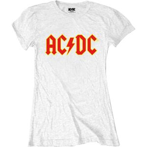 AC/DC Women's Classic Band Logo Skinny Fit T-Shirt in White Size: Large White L AC/DC Women's Classic Band Logo Skinny Fit T-Shirt in White Size: Large White L
