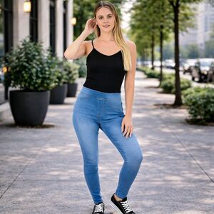 Smart Living Women's Skinny Fit Denim Jeggings with Pockets - Classic Casual Trousers in Mid Blue Size: 26 Mid Blue 26 Smart Living Women's Skinny Fit Denim Jeggings with Pockets - Classic Casual Trousers in Mid Blue Size: 26 Mid Blue 26