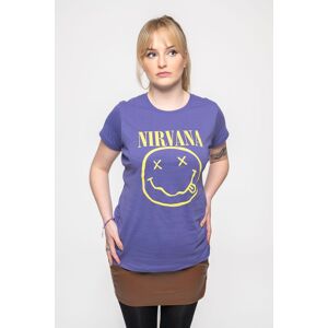 Nirvana Women's Yellow Gunge Smile Skinny Fit T-Shirt in Purple Size: Large Purple L Nirvana Women's Yellow Gunge Smile Skinny Fit T-Shirt in Purple Size: Large Purple L