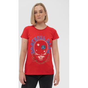 Grateful Dead Women's Space Your Face Skinny Fit T-Shirt in Red Size: Small Red S Grateful Dead Women's Space Your Face Skinny Fit T-Shirt in Red Size: Small Red S