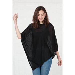 Sarta Women's Kim Lightweight Poncho Top One Size in Black Black One Size Sarta Women's Kim Lightweight Poncho Top One Size in Black Black One Size