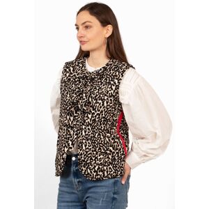 Sarta Women's Noa Natural Leopard Print Quilted Gilet Red Stripe Size: Small Natural S Sarta Women's Noa Natural Leopard Print Quilted Gilet Red Stripe Size: Small Natural S
