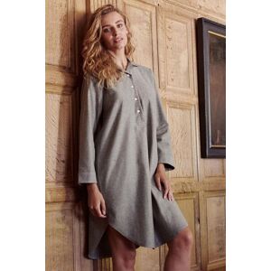 British Boxers Women's 'Whitby Jet' Herringbone Brushed Cotton Nightshirt in Dark Grey Size: Large Dark Grey L British Boxers Women's 'Whitby Jet' Herringbone Brushed Cotton Nightshirt in Dark Grey Size: Large Dark Grey L