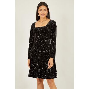 Mela Women's Black Star Foil Print Long Sleeve Skater Dress Size: 10 Black 10 Mela Women's Black Star Foil Print Long Sleeve Skater Dress Size: 10 Black 10