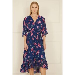 Yumi Women's Navy Floral Kimono Dipped Hem Dress Size: 8 Navy 8 Yumi Women's Navy Floral Kimono Dipped Hem Dress Size: 8 Navy 8