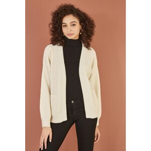 Yumi Women's Ivory Metallic Slouchy Cardigan With Pockets Size: S/M Ivory S/M Yumi Women's Ivory Metallic Slouchy Cardigan With Pockets Size: S/M Ivory S/M