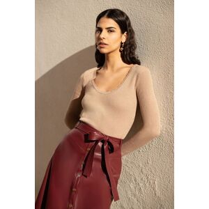 Yumi Women's Gold Metallic Knitted Ribbed Top Size: Small Gold S Yumi Women's Gold Metallic Knitted Ribbed Top Size: Small Gold S