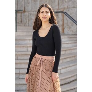 Yumi Women's Black Metallic Knitted Ribbed Top Size: Large Black L Yumi Women's Black Metallic Knitted Ribbed Top Size: Large Black L