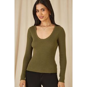 Yumi Women's Green Metallic Knitted Ribbed Top in Light Green Size: Large Light Green L Yumi Women's Green Metallic Knitted Ribbed Top in Light Green Size: Large Light Green L