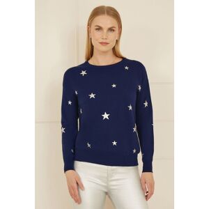 Yumi Women's Navy Silver Foil Star Print Relaxed Fit Jumper Size: Small Navy S Yumi Women's Navy Silver Foil Star Print Relaxed Fit Jumper Size: Small Navy S