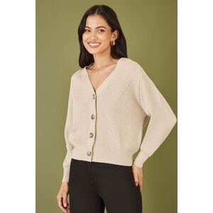 Yumi Women's Oatmeal Relaxed Fit Cardigan With Stitch Detail in Beige Size: Large Beige L Yumi Women's Oatmeal Relaxed Fit Cardigan With Stitch Detail in Beige Size: Large Beige L