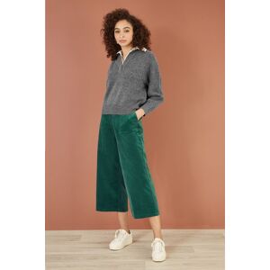 Yumi Women's Green Cord Cropped Wide Leg Trousers With Pockets Size: 16 Green 16 Yumi Women's Green Cord Cropped Wide Leg Trousers With Pockets Size: 16 Green 16