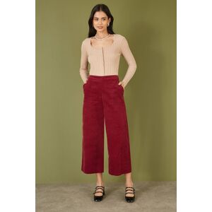 Yumi Women's Burgundy Cord Cropped Wide Leg Trousers With Pockets Size: 16 Burgundy 16 Yumi Women's Burgundy Cord Cropped Wide Leg Trousers With Pockets Size: 16 Burgundy 16