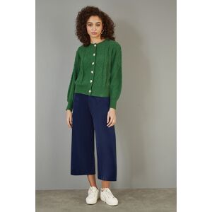 Yumi Women's Navy Cord Cropped Wide Leg Trousers With Pockets Size: 10 Navy 10 Yumi Women's Navy Cord Cropped Wide Leg Trousers With Pockets Size: 10 Navy 10